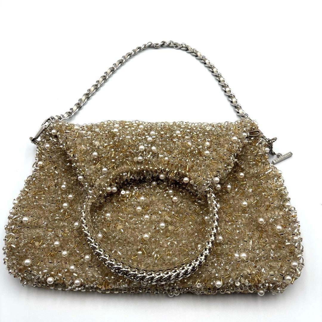 アンテプリマ ワイヤーバッグ ペルラグリッター 3way シャンパンゴールド