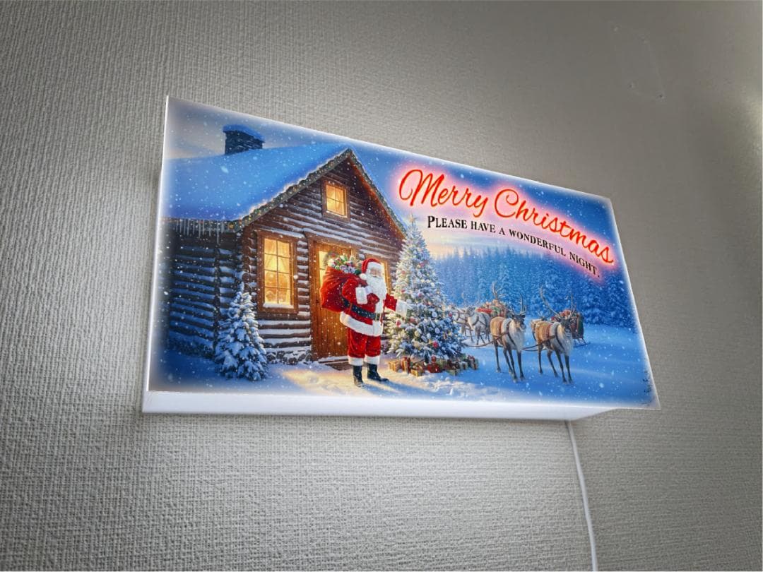 メリークリスマス サンタクロース プレゼント 看板 置物 雑貨 ライトBOX