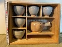 萩焼茶器揃 急須 茶注 湯呑 共箱付き　（玉佛山 野坂康起 ）