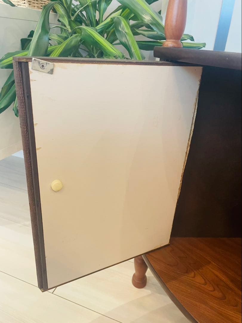 【アンティーク】木製 コーナーラック 飾り棚 収納棚 昭和レトロ 古家具 古道具