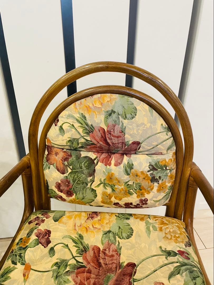 送料込み　ラタン　回転椅子　レトロ