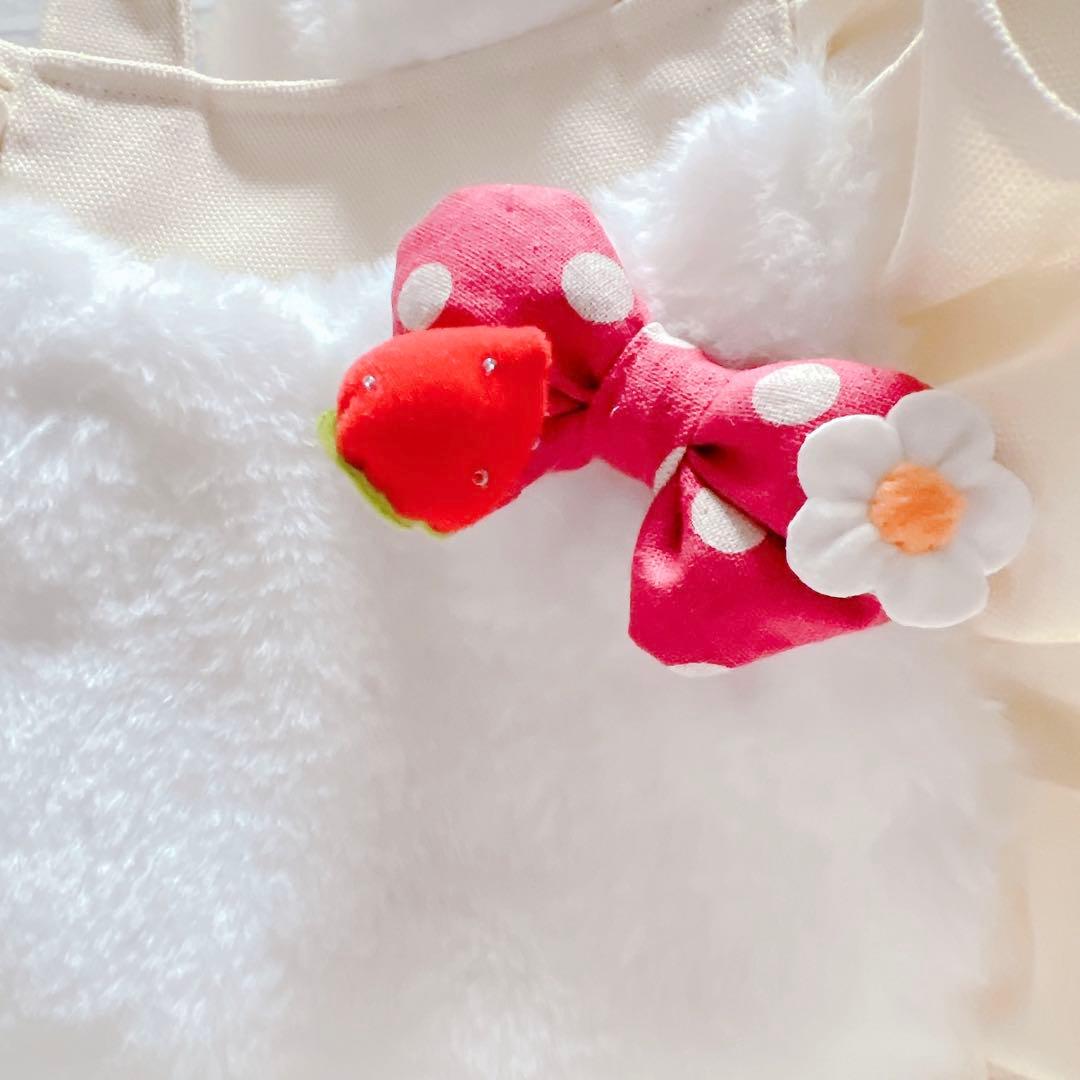 コヤンイサムチョン うさぎ サンダーちゃん のいちご刺繍 フリルトートバッグ