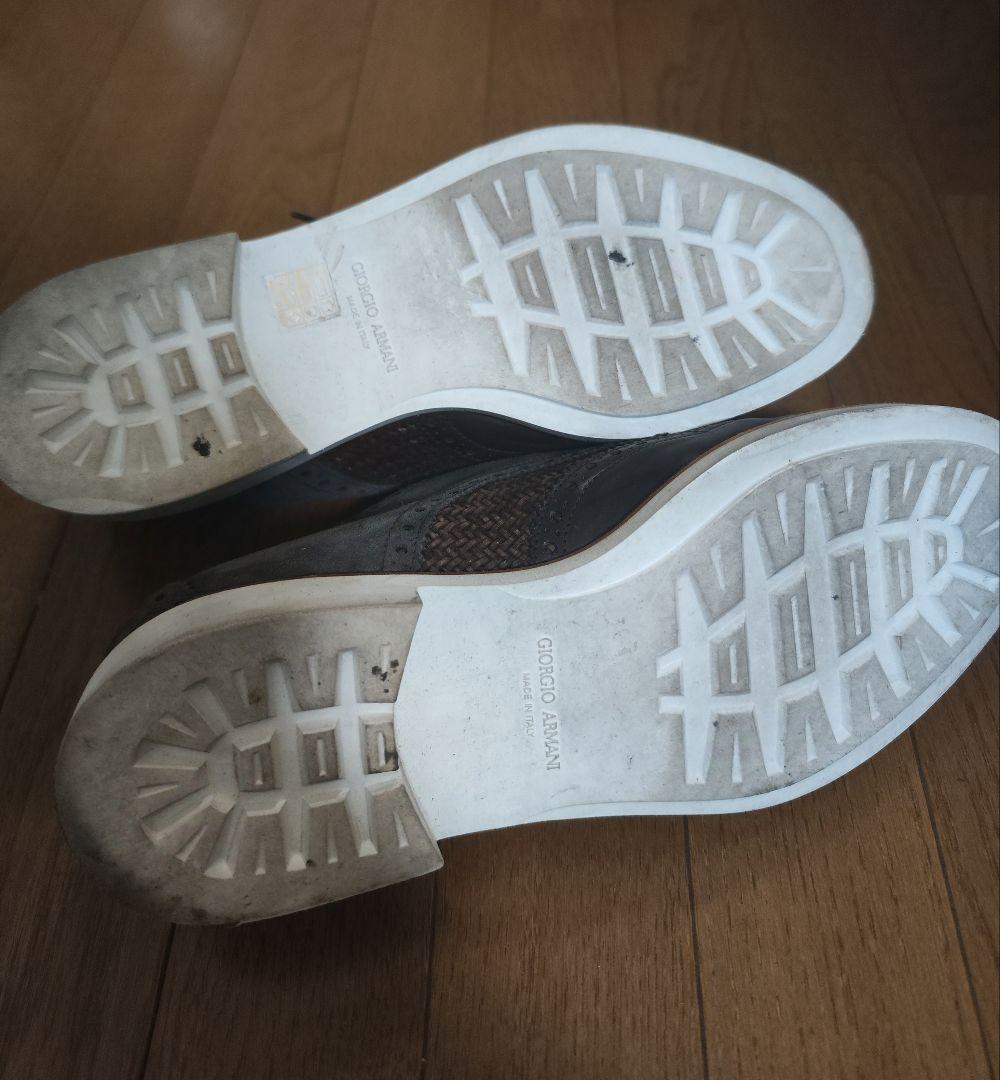 ジョルジオアルマーニ　グレーとブラウンのオックスフォードシューズ　靴