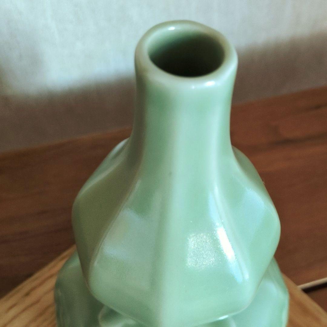 未使用　美品　希少　三田青磁　瓢箪　花瓶　陽刻　牡丹文　狭山　箱付　壺