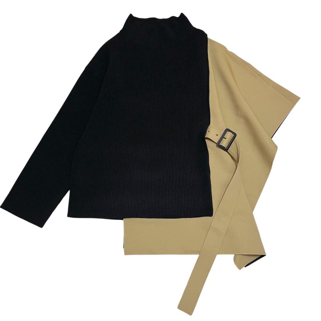 美品✨　アドーア ADORE ニットドッキングドライチノ ポンチョ キャメル