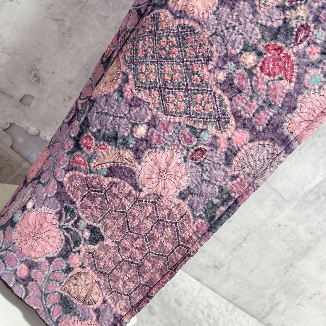 訪問着フルセット　辻ヶ花　着物　正絹　銀通し　豪華　華やか　紫　しぼり