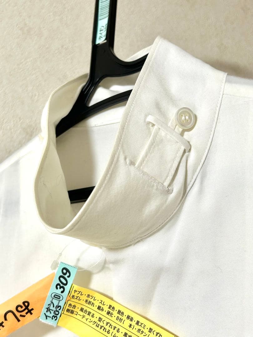 yohji yamamoto ホワイトボタン付きスタンドカラーシャツ