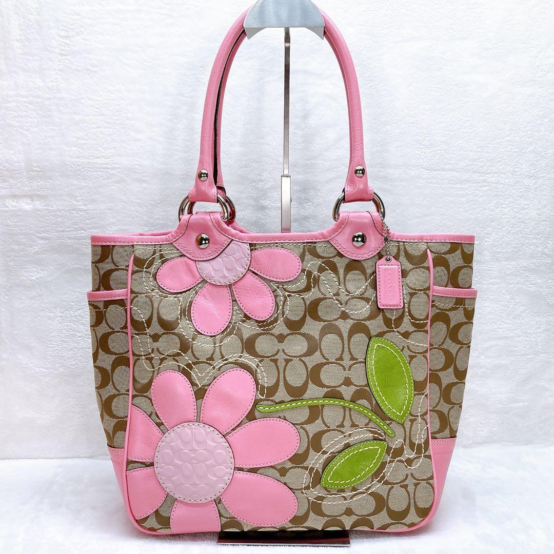 バッグ Coach Flower Patchwork Tote Bag pink y2k