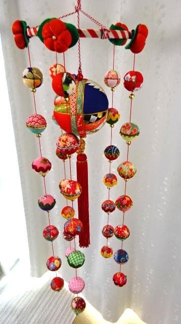 【1】縁起の良い　柳川さげもん　木目込み鞠　吊るし飾り　ハンドメイド　ひな祭り