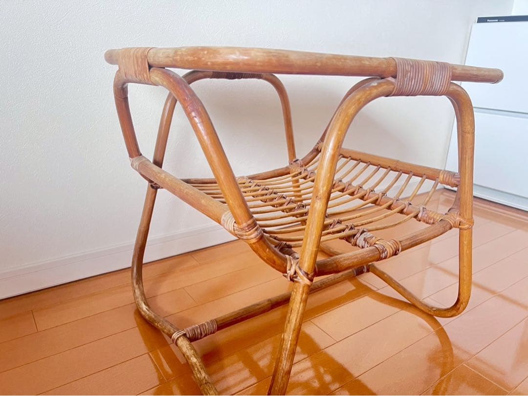 ★最終値下げ★【アンティーク家具】ラタン ガラス天板 サイドテーブル 籐家具