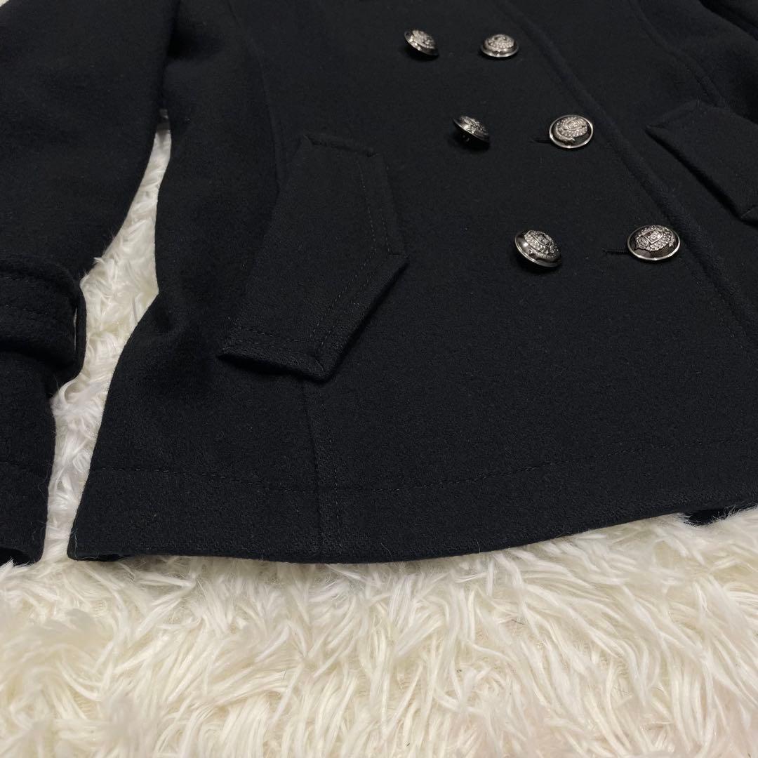 美品 BURBERRY ブルーレーベル ダブルブレスト Pコート ブラック
