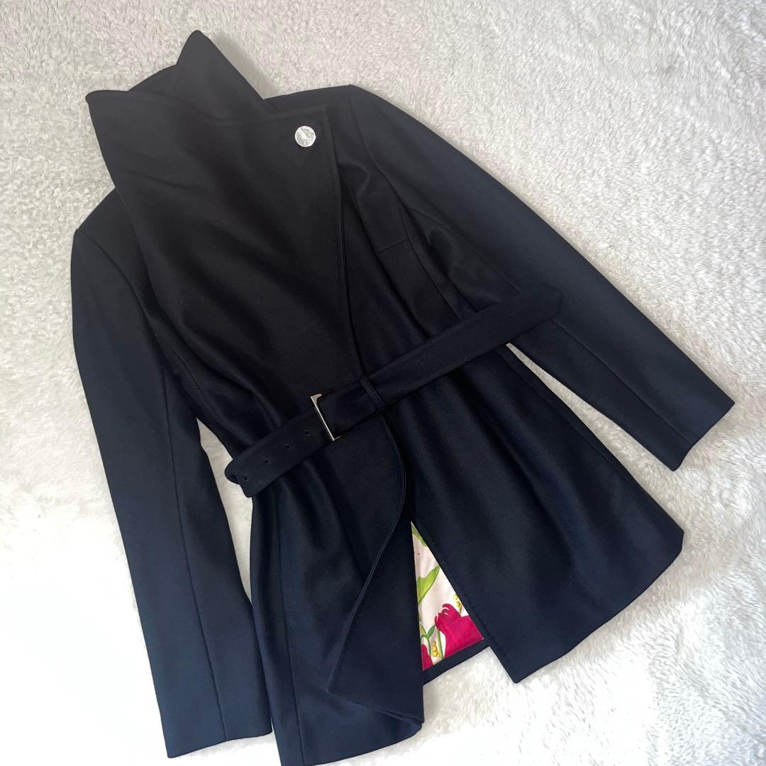 極美品　未使用　Ted baker ラップコート　カシミヤ混　ベルト　Aライン