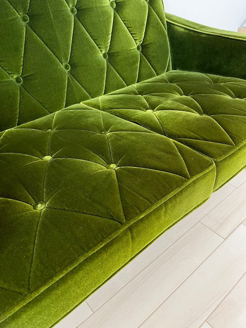 カリモク60 モケットグリーン ロビーチェア 2シーター ソファ