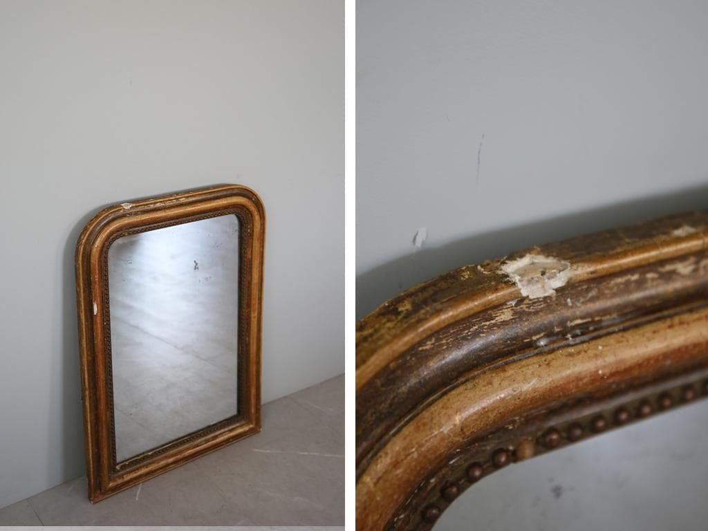 フランスアンティークルイフィリップ様式ミラー/姿見ウォールミラー鏡(90-168