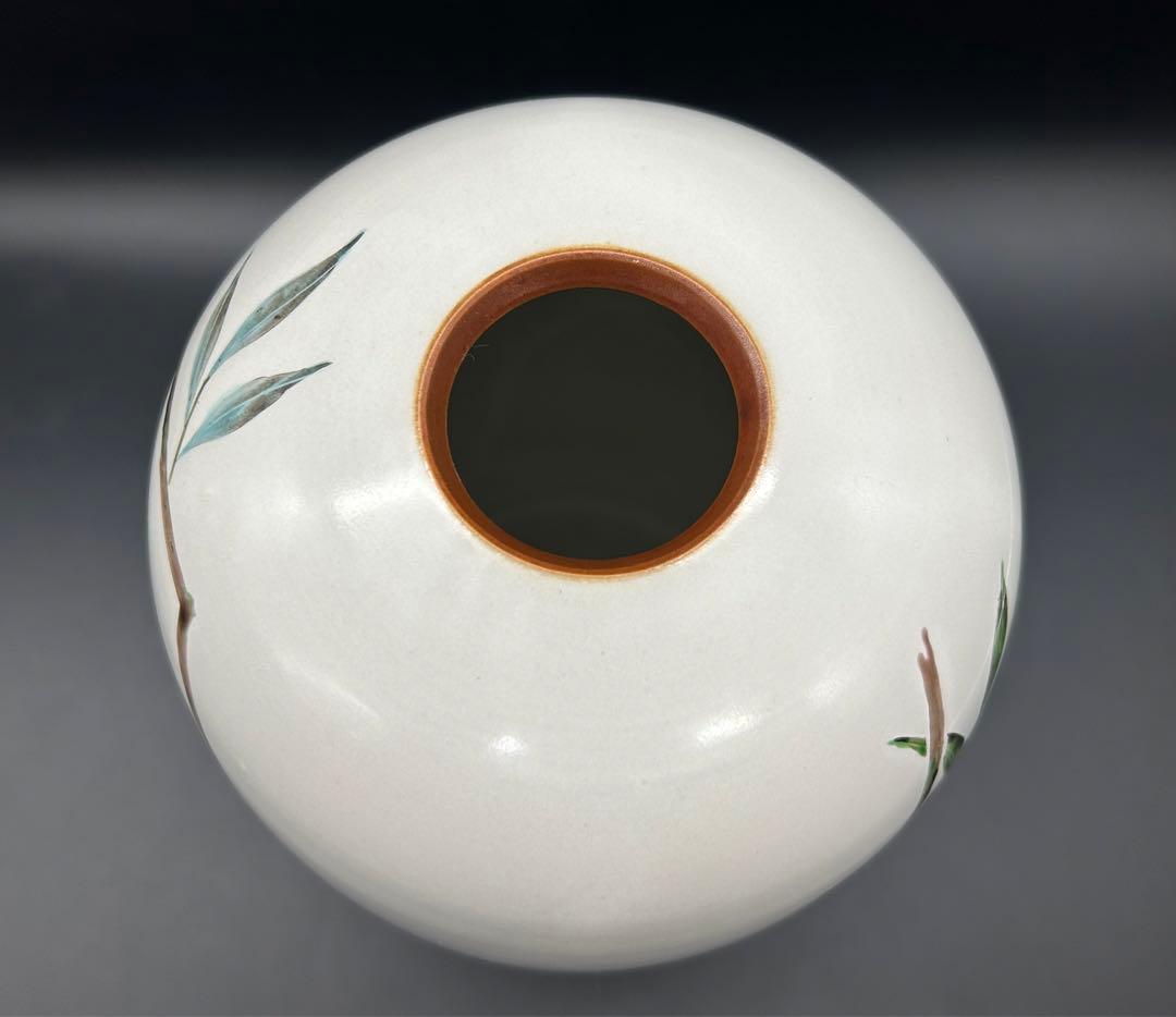 【希少】九谷焼　梶本太衛造　花瓶　青九谷釉彩桃之図　梶本太衛　工芸品