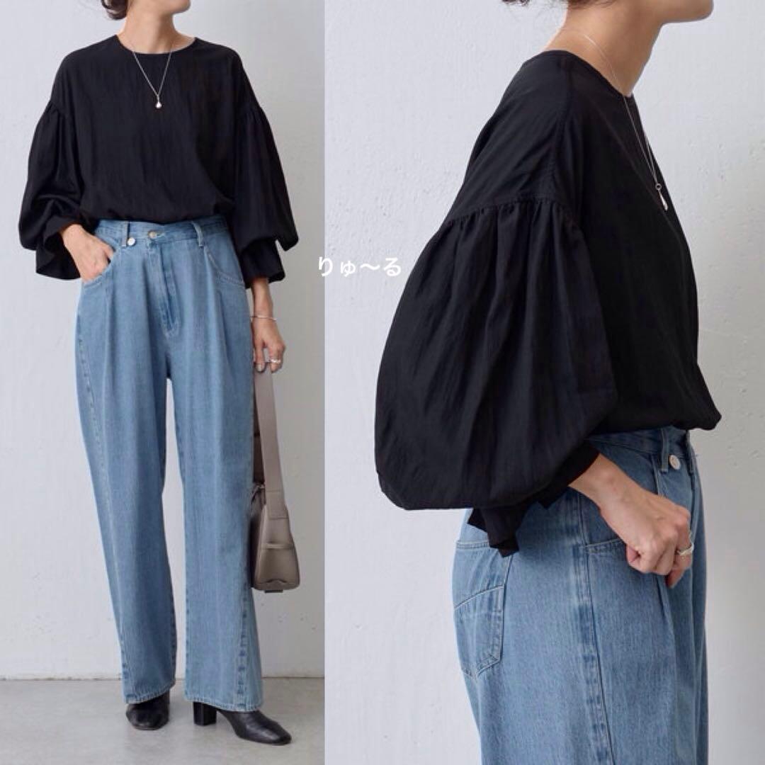 1回美品⭐️23100円⭐️BEARDSLEY ビアズリー ギャザーカフスシャツ／黒