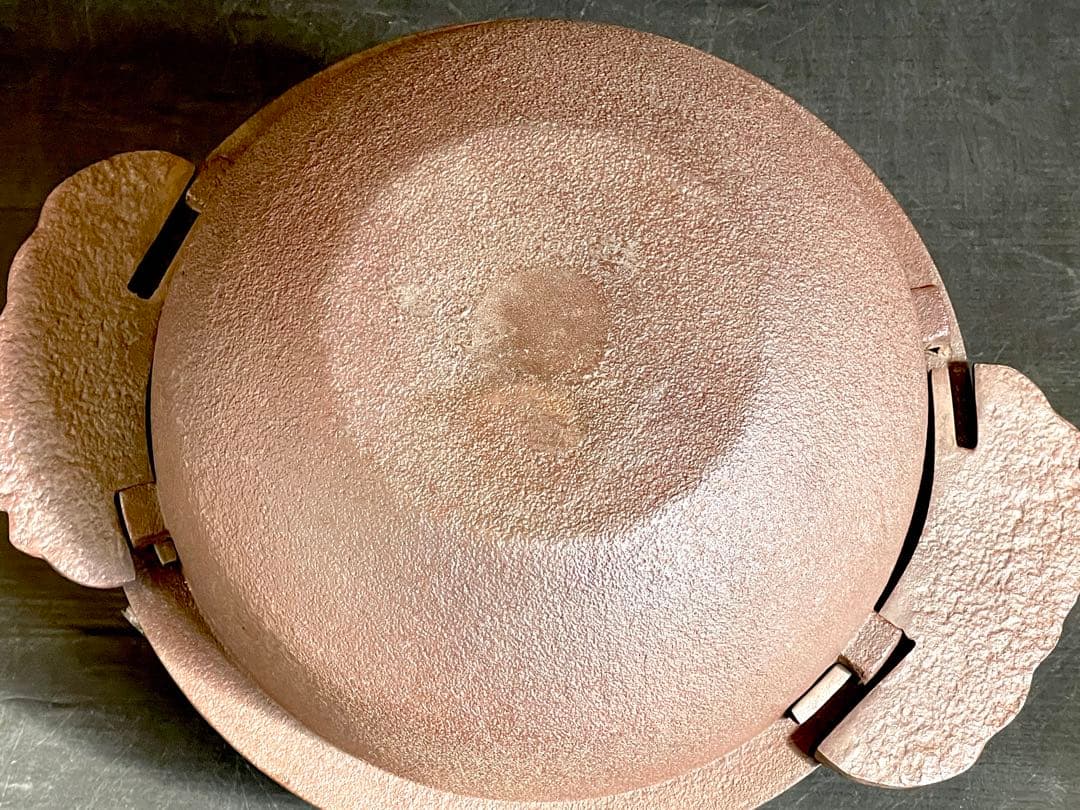 【未使用 美品】「母」 釜師敬典 裏甲釜 釜鐶 替え蓋 透木 共箱 栞（F⑧）