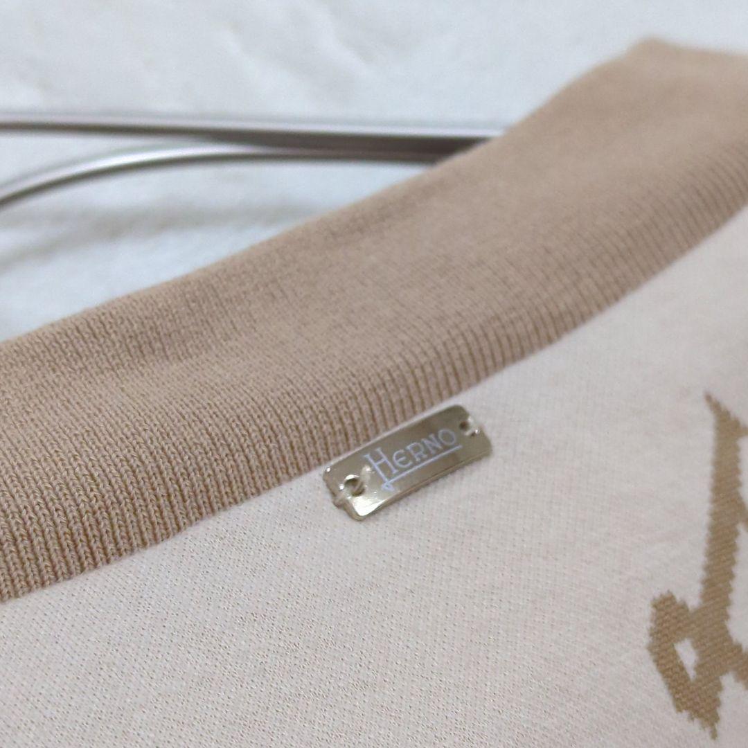 HERNO 42 近年モデル 総ロゴ モノグラム カーディガン ブラウン