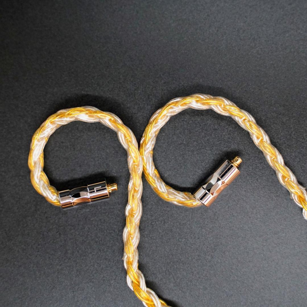 【オーダーメイド】24コア金メッキ銀メッキ編み込み 膨張式MMCX 4.4mm