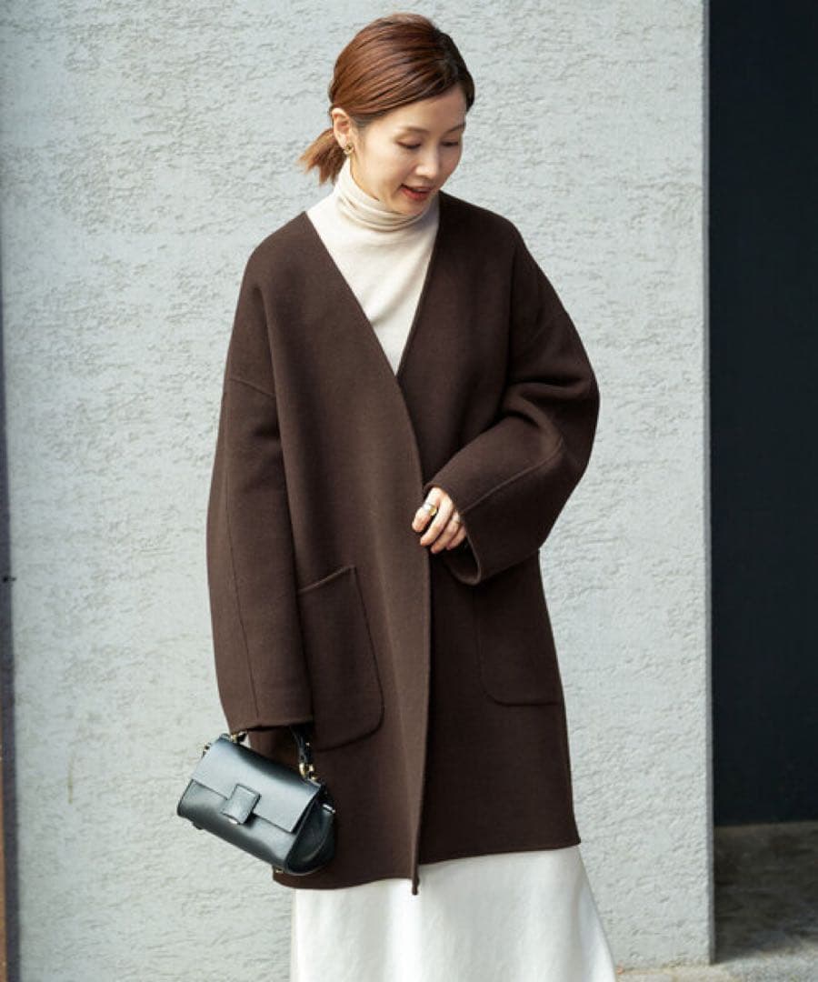 【極美品】IENA MANTECO PURE リバーハーフコート 36 ブラウン