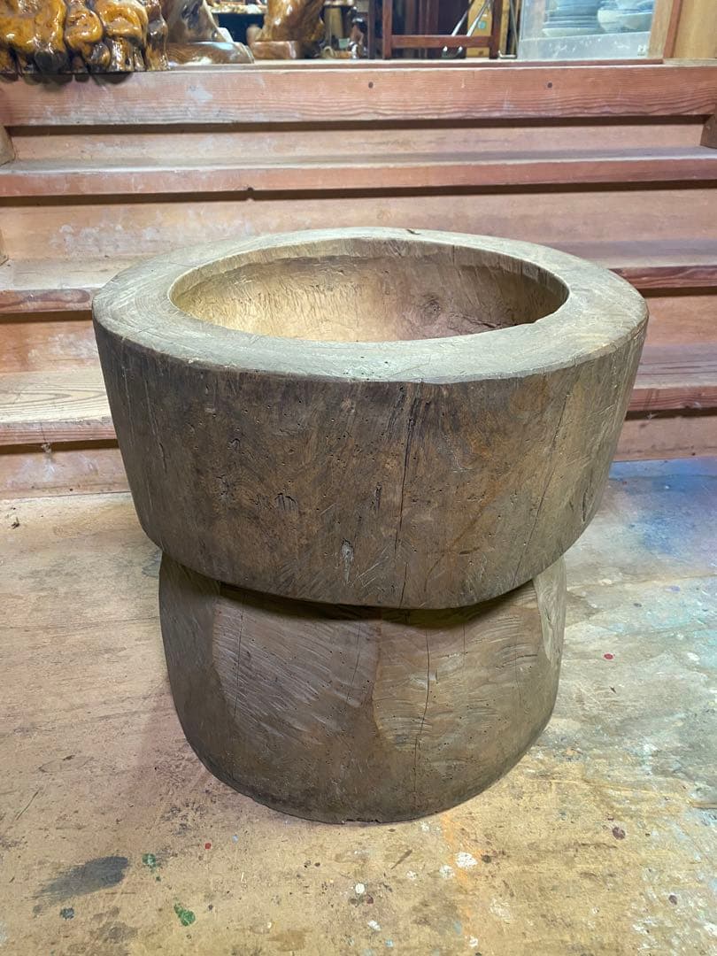 お餅つき　臼　レトロ　置物　工芸品　骨董品　インテリア　017