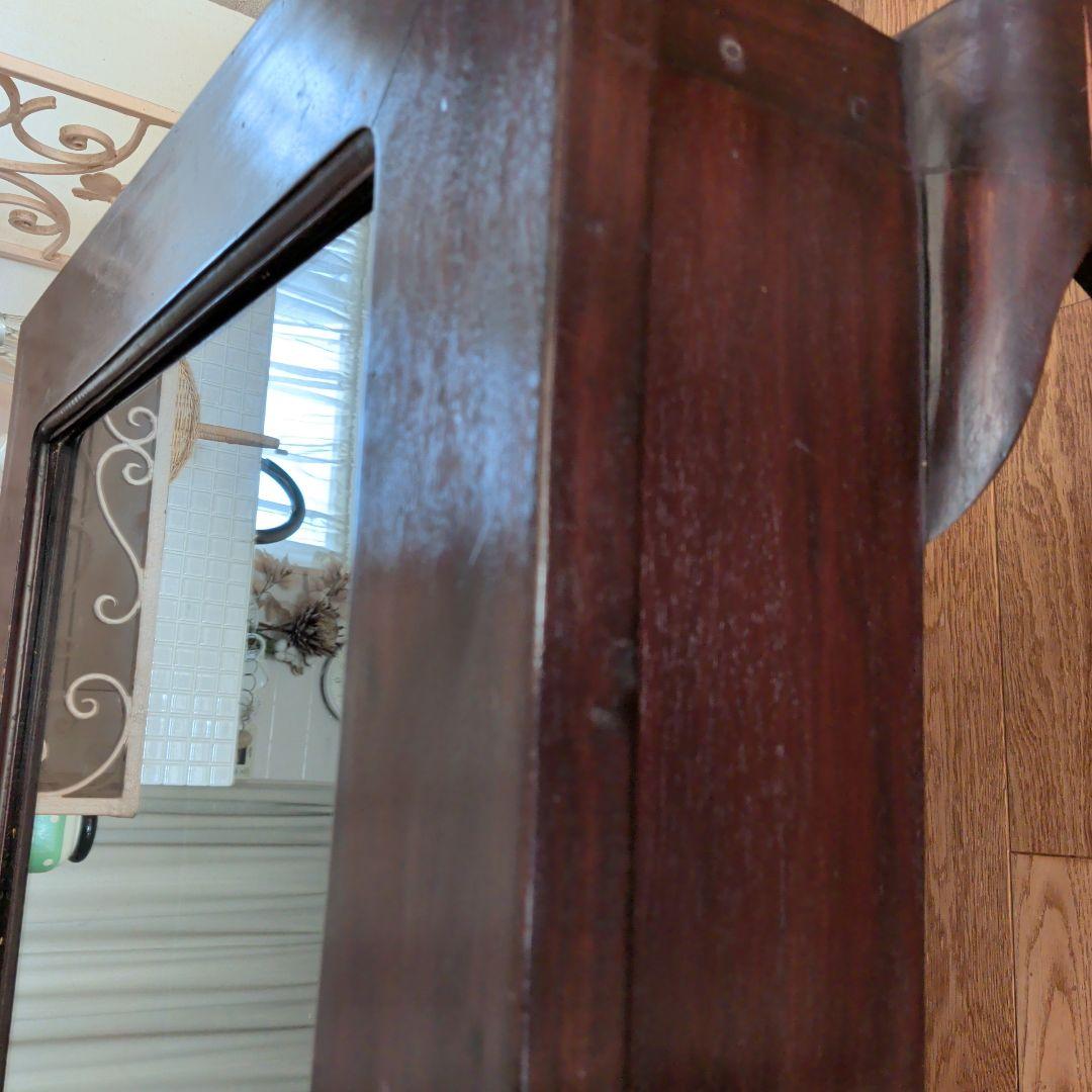 アジアン家具　サイドテーブル　収納付き　ガラス天板　ブラウン