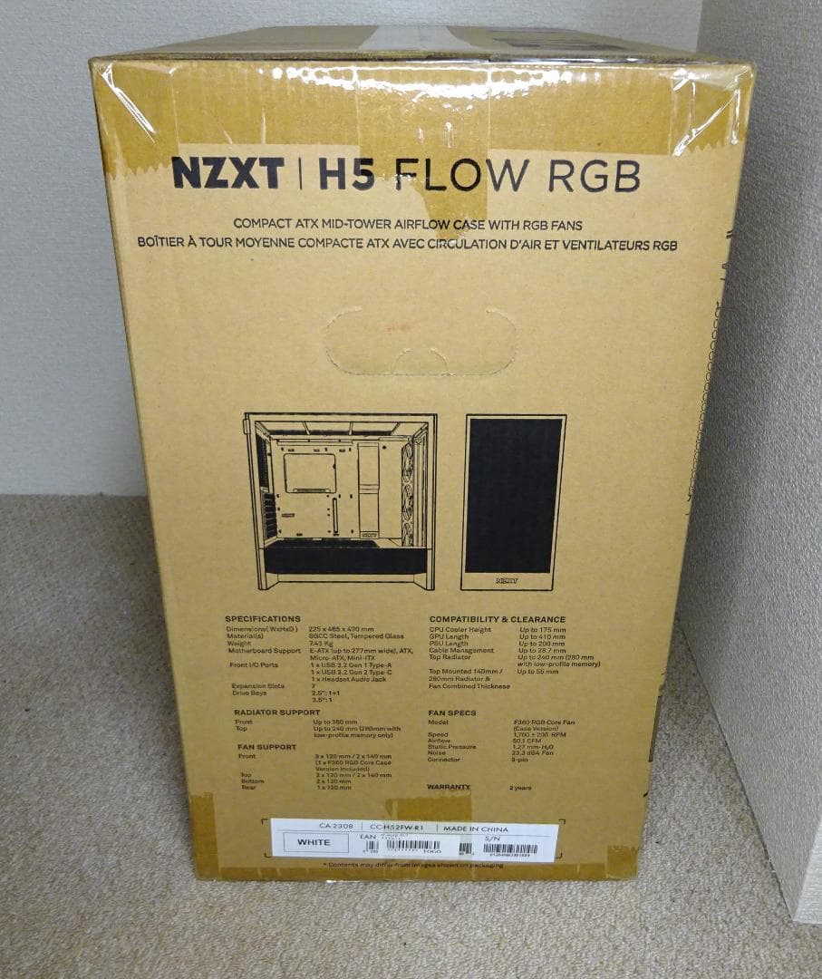未使用NZXT H5 Flow RGB(2024)White CC-H52FW