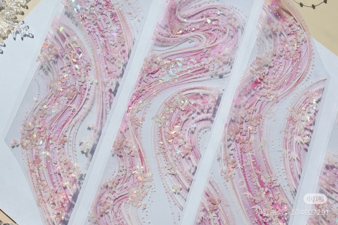 【9065】海外　マスキングテープ　3.75/5/巻　貝殻光　花びら背景・装飾系