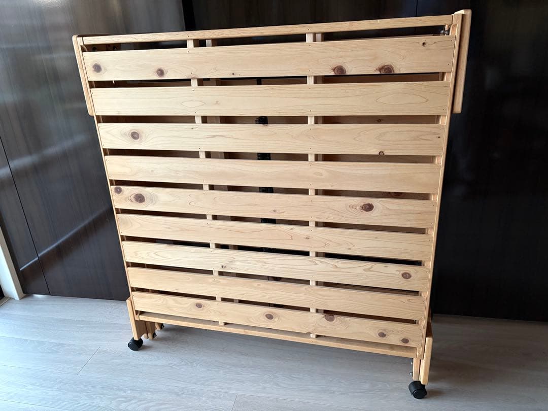 （日本製）中居木工 折りたたみ ひのきスノコベッド ワイドシングル