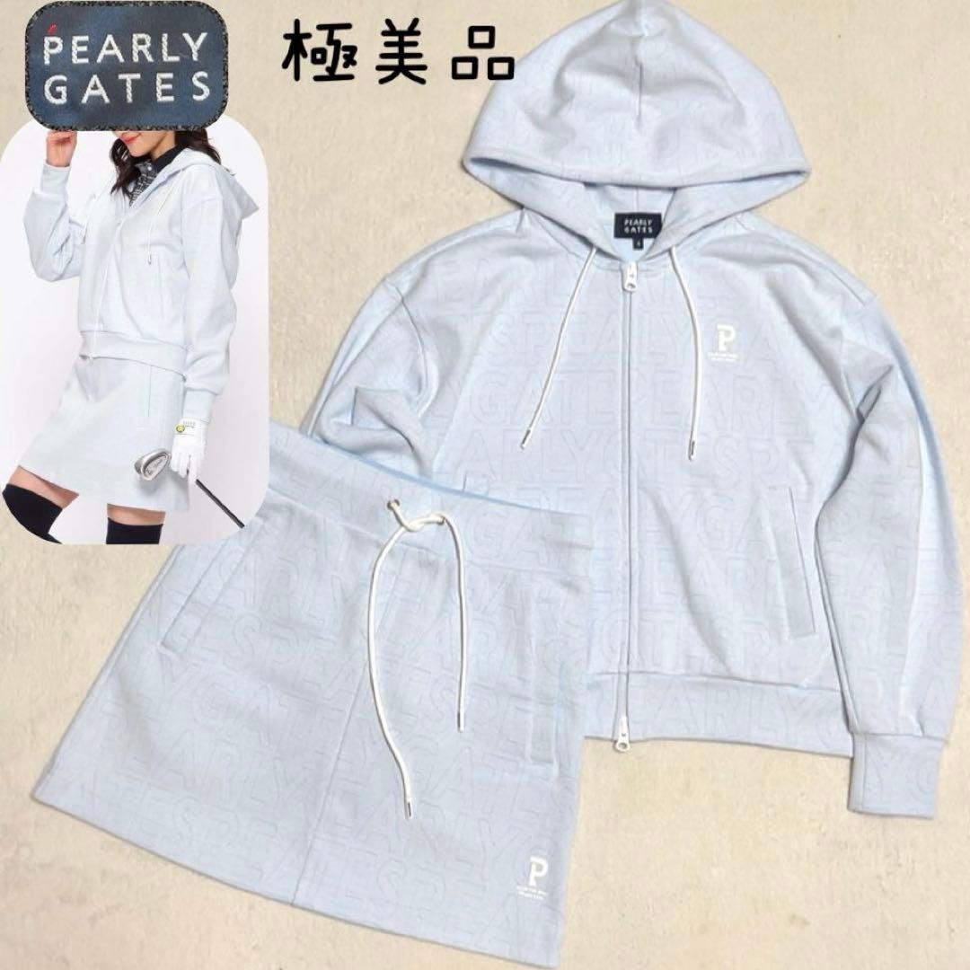 極美品　パーリーゲイツ　2023　セットアップ　ゼブラメッシュ　BIGロゴ柄