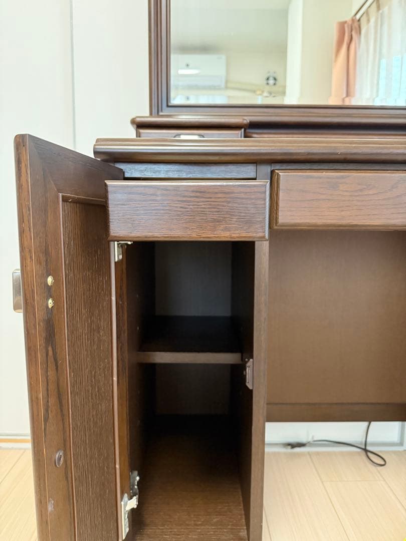 週末限定値下げ！大川家具 ドレッサー 鏡台 引き出し付き ウォルナット