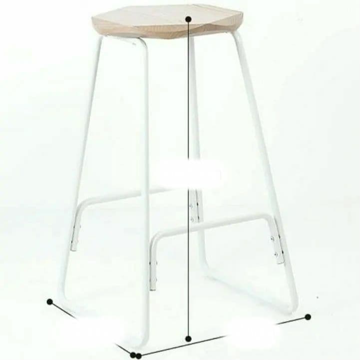 二脚 カウンターチェア ハイチェア 高さ65.5八角形スツール 木製天板 白脚
