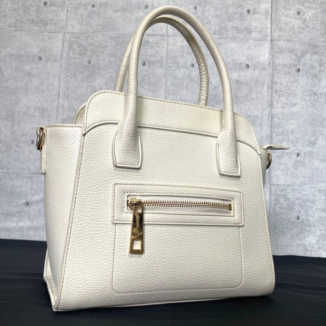 専用品HAMANO ハナエル ミニボクシー オフホワイト 2WAYハンドバッグ