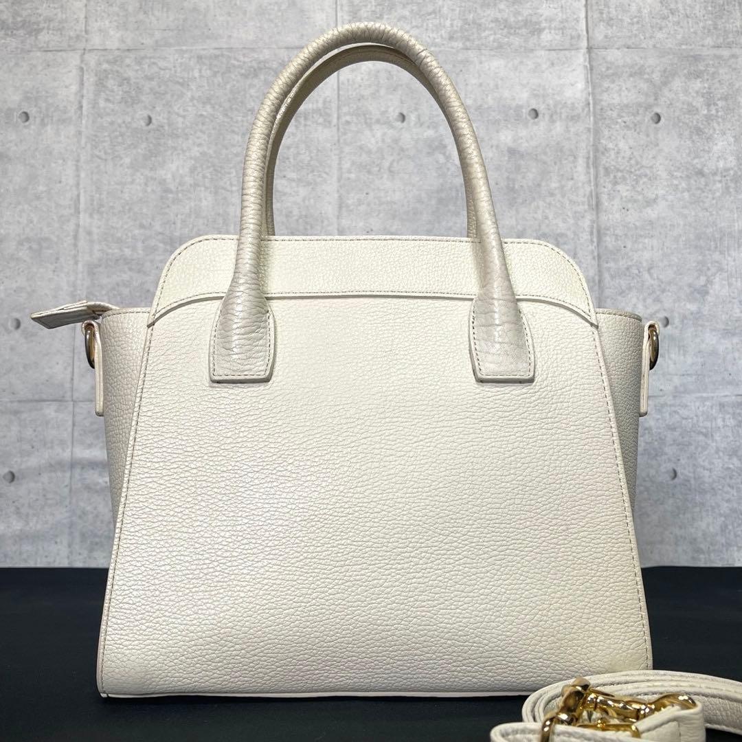 専用品HAMANO ハナエル ミニボクシー オフホワイト 2WAYハンドバッグ