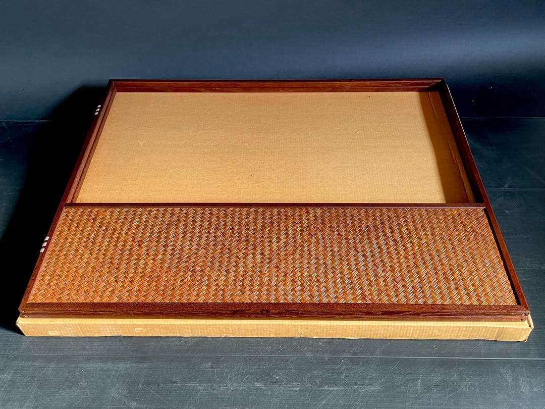 【美品】「母」 網代 鳥の子 両面使い 上透かし 風炉先屏風 桑枠 （206②）