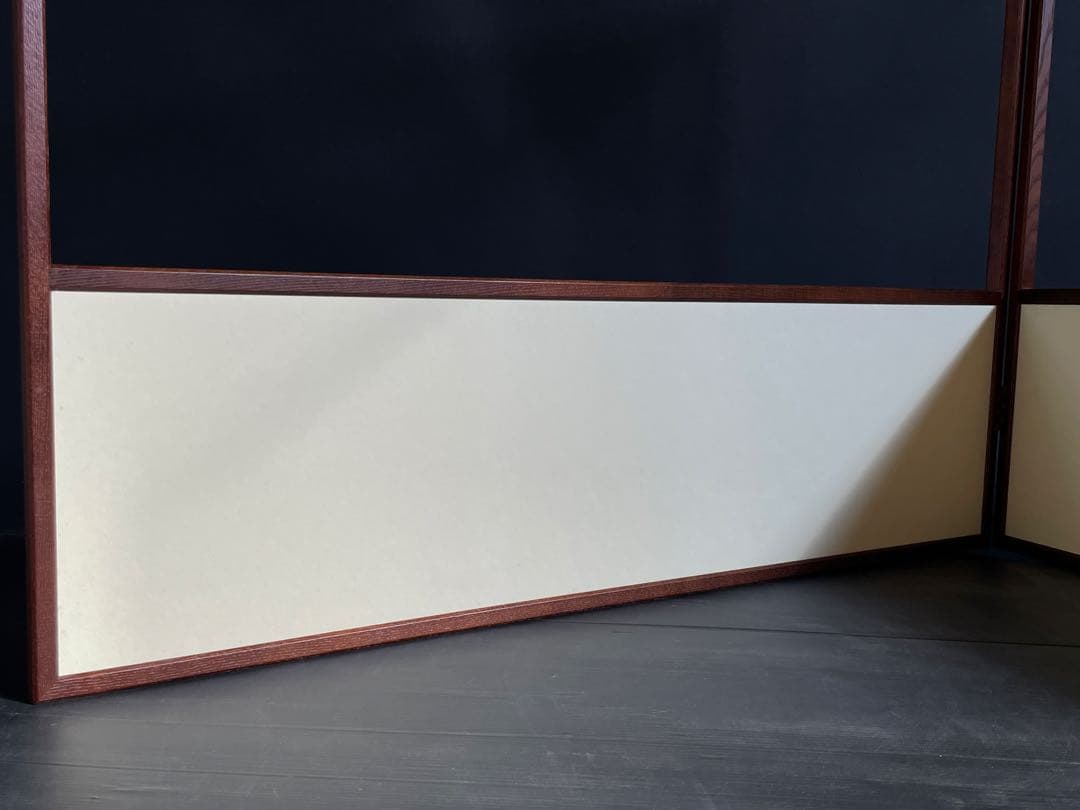 【美品】「母」 網代 鳥の子 両面使い 上透かし 風炉先屏風 桑枠 （206②）