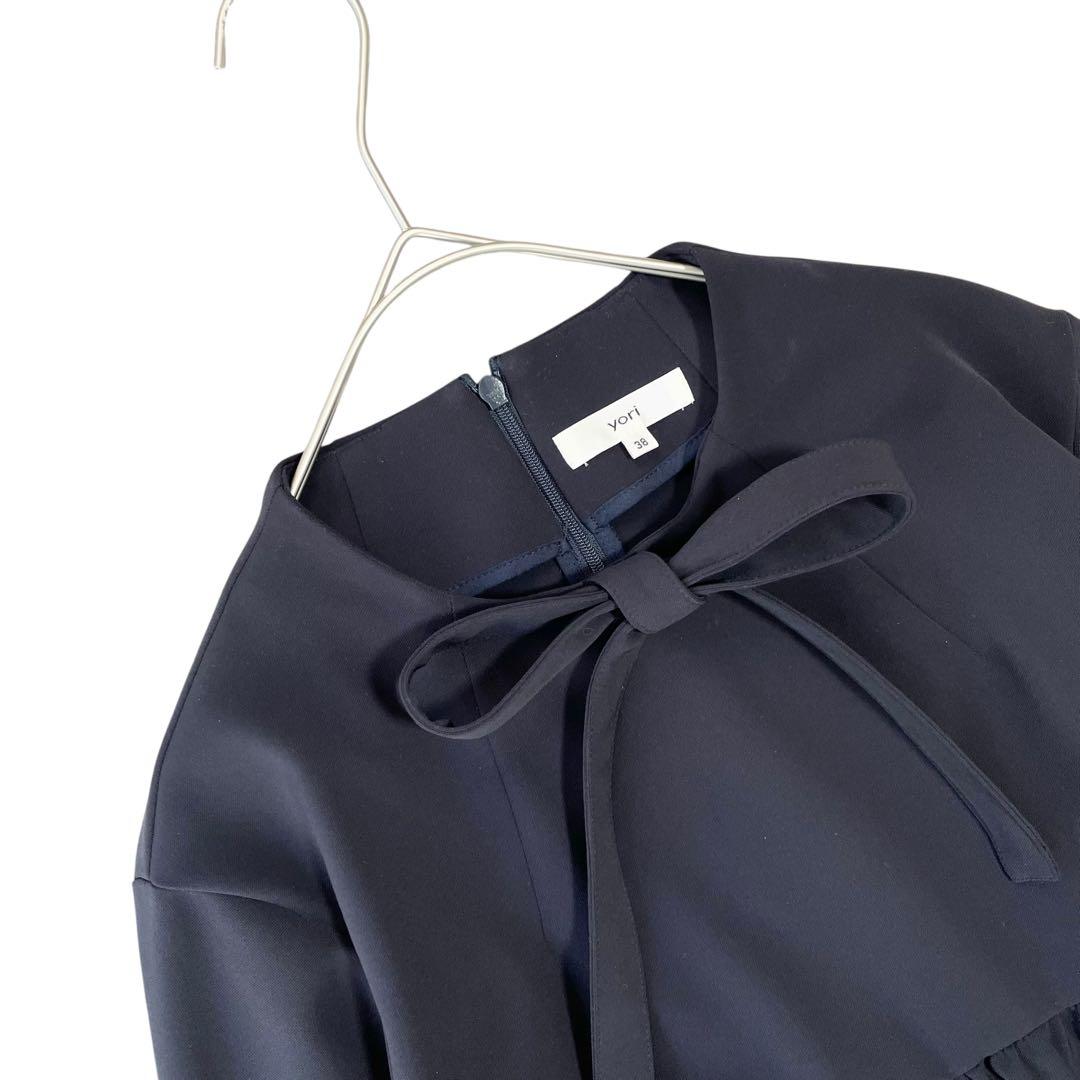 現行✨未使用級✨yori セレモニーリボンブラウス フォーマル ネイビー 38