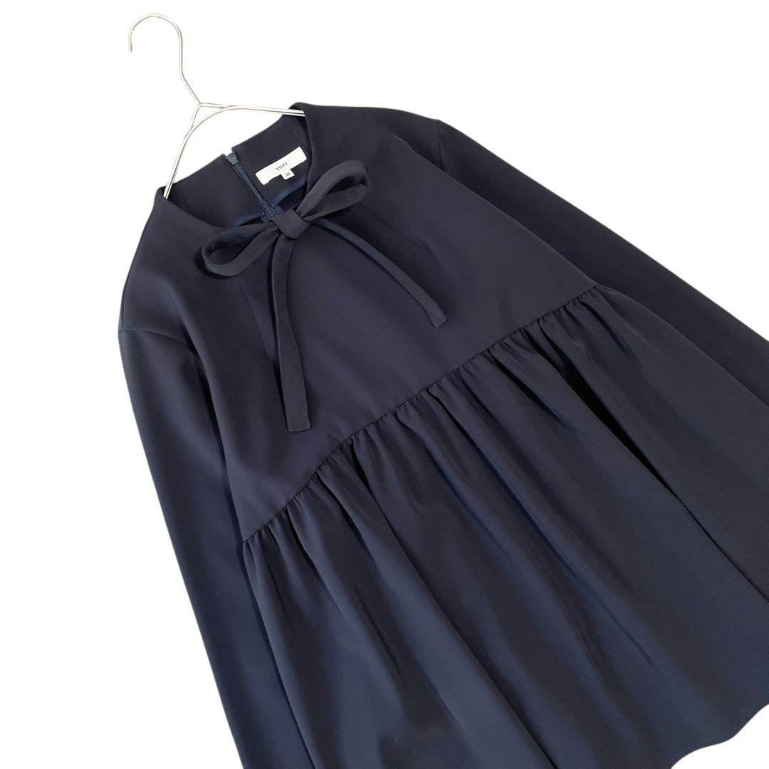 現行✨未使用級✨yori セレモニーリボンブラウス フォーマル ネイビー 38