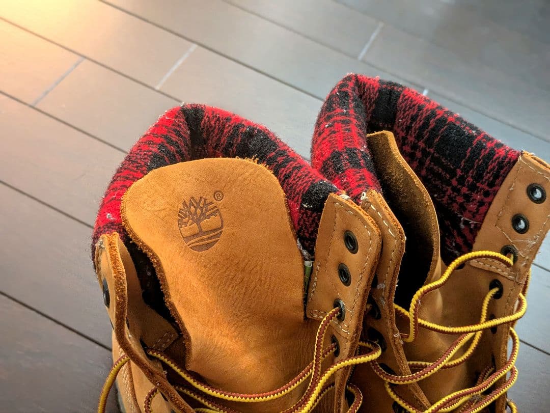【希少】Timberland × Woolrich コラボブーツ 赤チェック