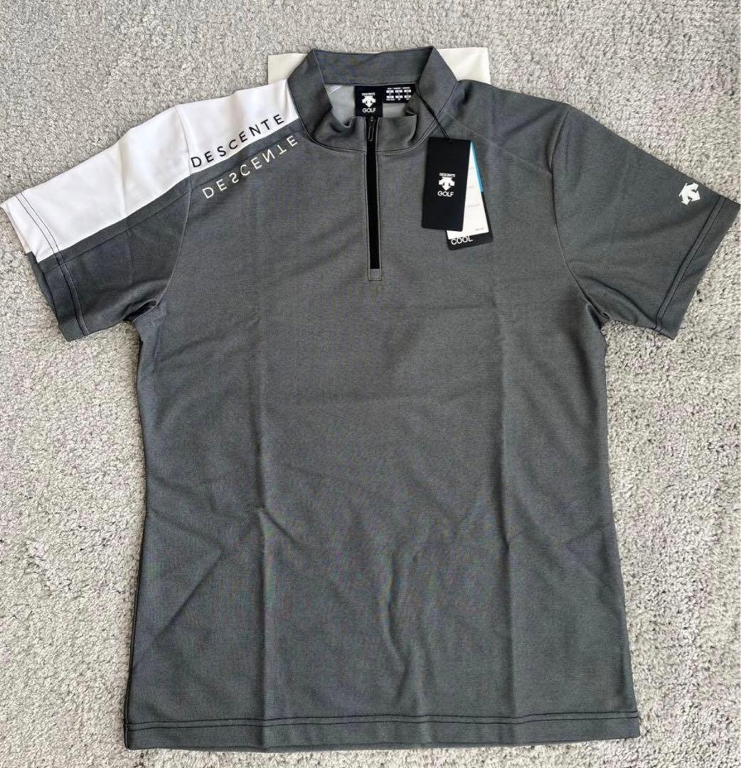 DESCENTE ゴルフシャツ ハーフジップ グレー　メンズ