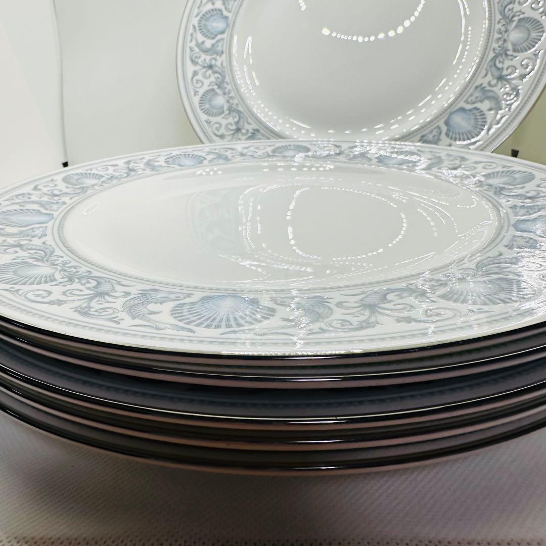 ウェッジウッド ドルフィンホワイト ディナープレート 27cm 6枚セット　黒壺