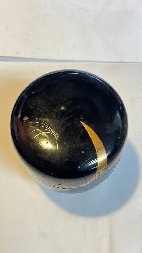 骨董品お茶入り漆塗 銀鑲嵌