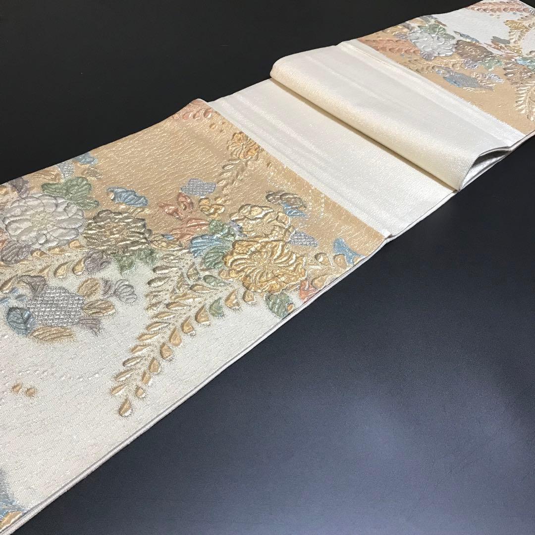 ［6801］袋帯 美品 辻ヶ花 ふくれ織 金銀糸 六通 正絹 着物 フォーマル