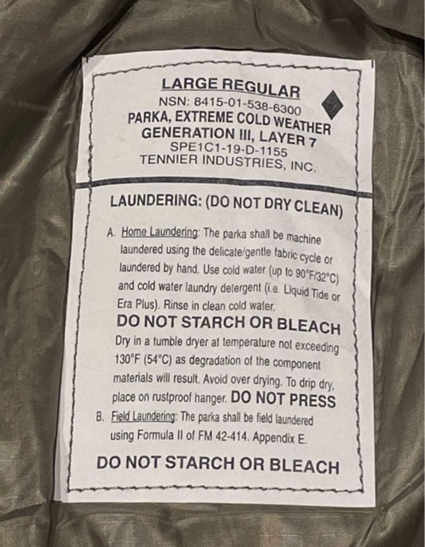 nobo　【数回着用のみ】米軍実物 ECWCS LEVEL 7 L-R