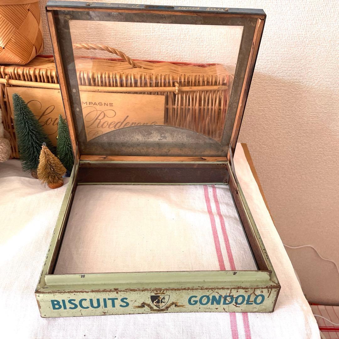 フランスヴィンテージ ゴンドーロ ディスプレイ ケース 蓋　ビスケット