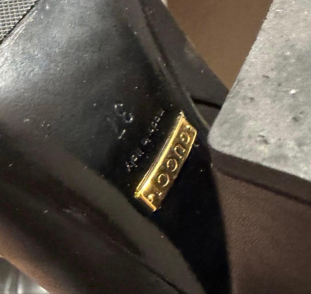 【美品】グッチ　ロングブーツ　ブラック　ロゴ　本革　レザー 37