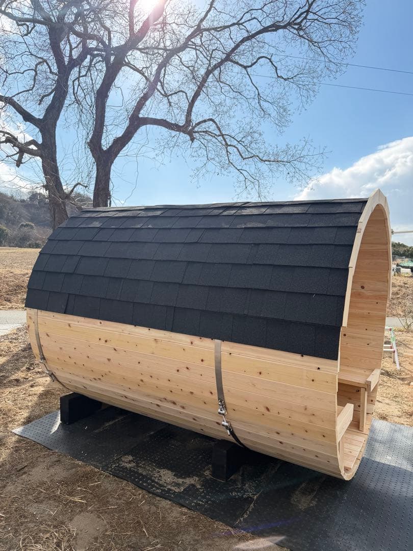 【本格派】✨檜の香り✨バレルサウナ　デッキ付き　HARVIA ストーブ付き