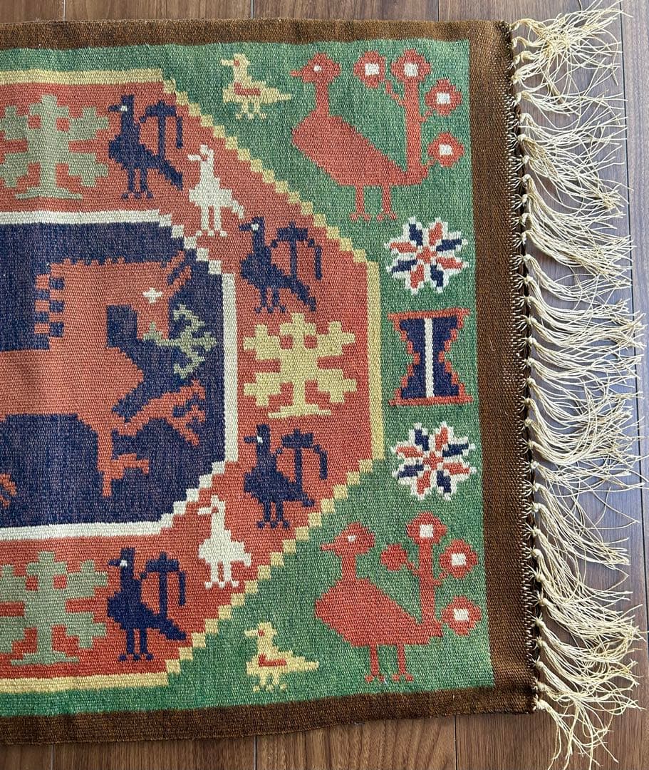 希少 スウェーデン製 ヴィンテージ フレミッシュ織 北欧伝統織物 マット 壁飾り