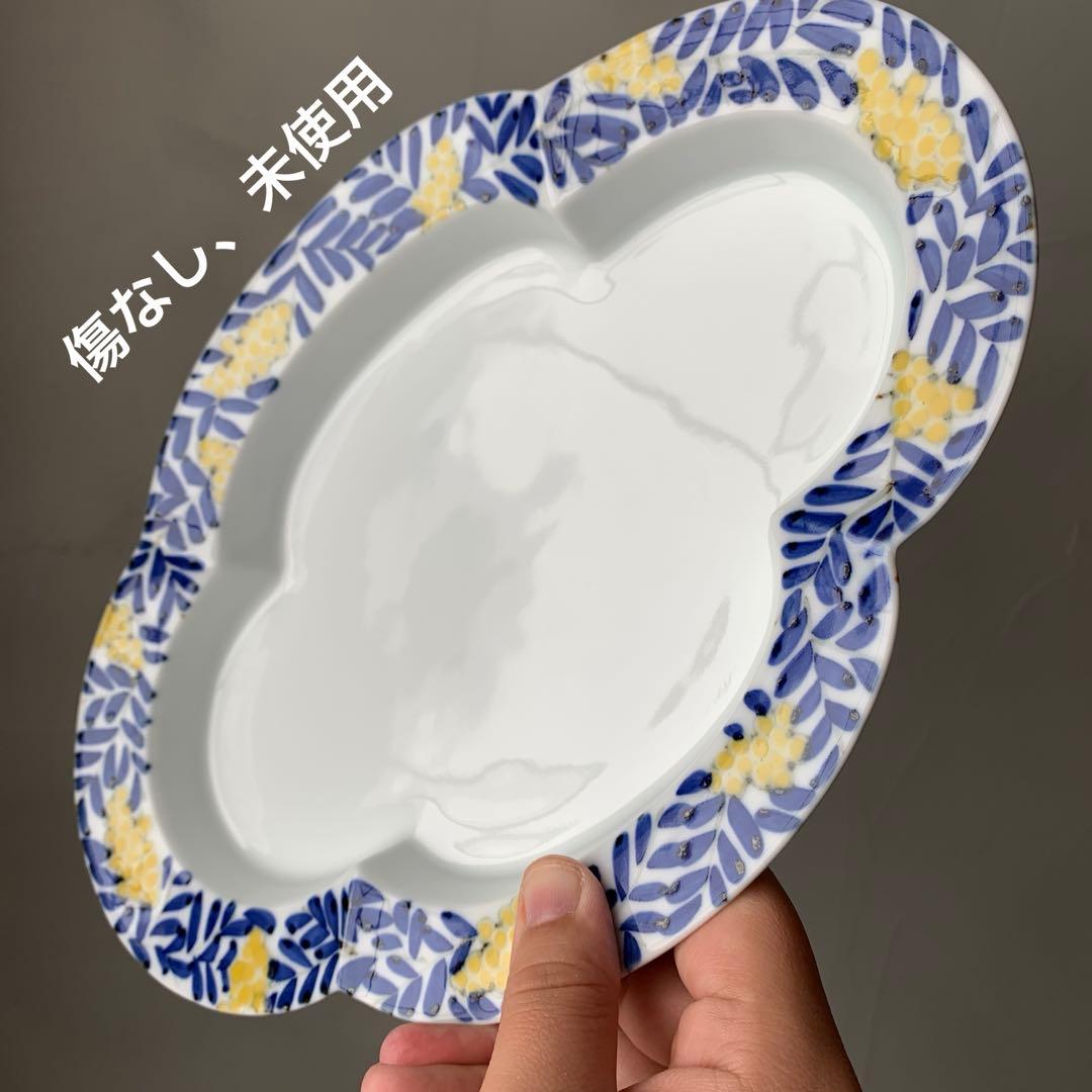 西富陶磁器　24to3 有田焼　ミモザ　木瓜型　手描き　ハンドペイント　L