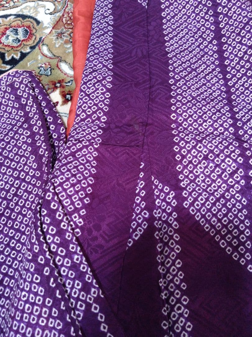 アンティーク　矢絣　紫　正絹　袷　着物　大正ロマン